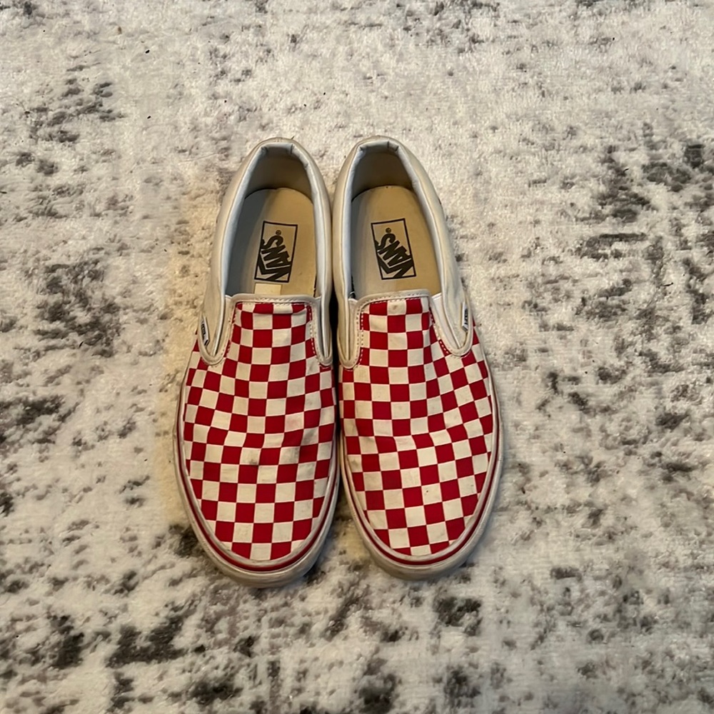 Checkered Vans-Red- Size: Men’s 10.5/ Women’s 12